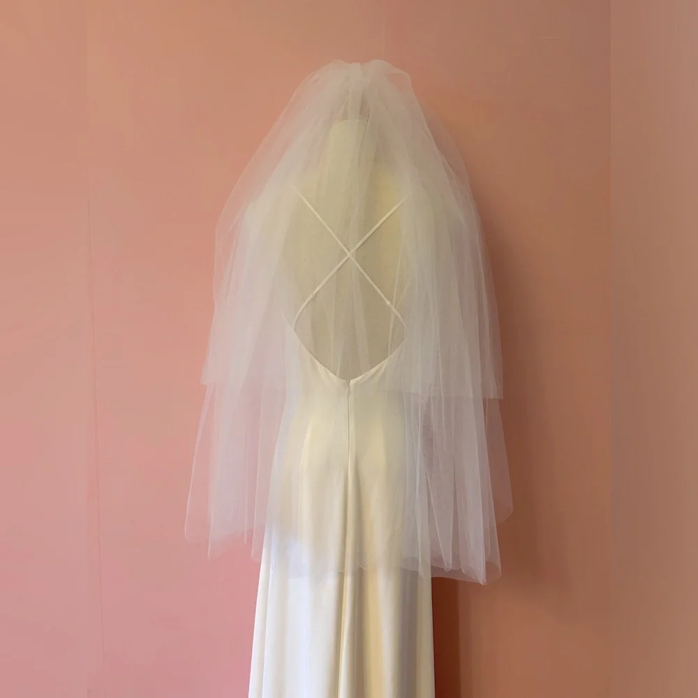 Plain Wedding Veil Waist Length